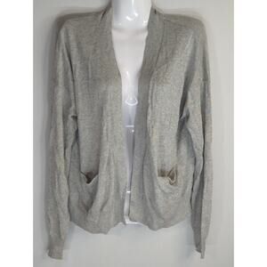 J. Crew Womens Gray Lyocell Cotton Blend Open‎ Cardigan Sweater Lagenlook Size M